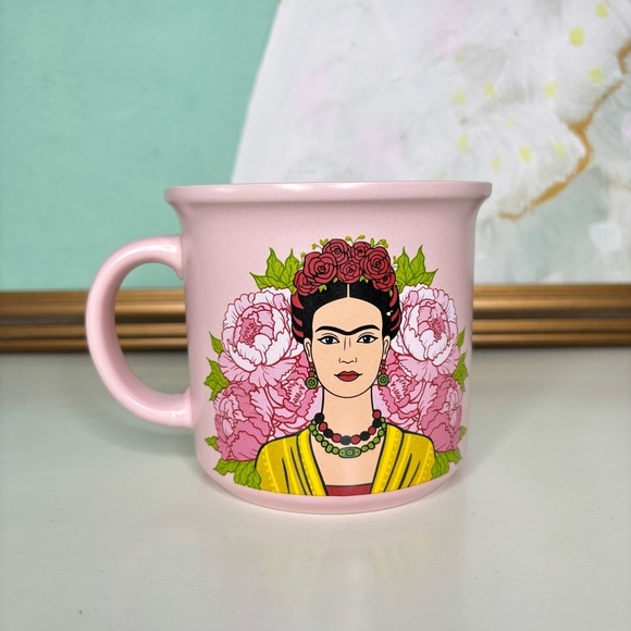 Frida Kahlo Pink Coffee Mug with Floral Design New - Picture 2 of 7